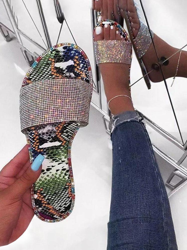 Rhinestone Flat Slide