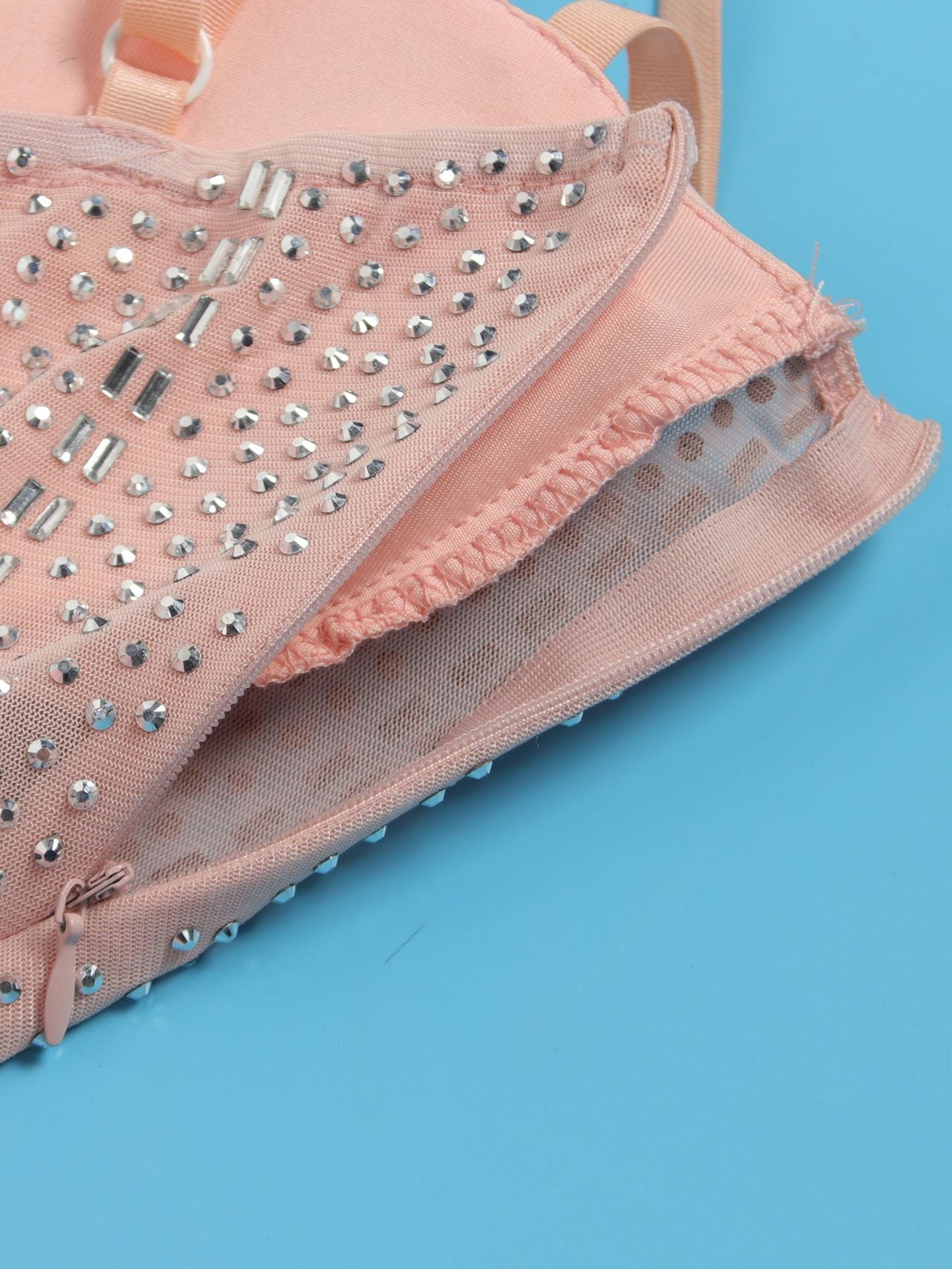 Rhinestone Spaghetti Strap Tulle Layered Dress