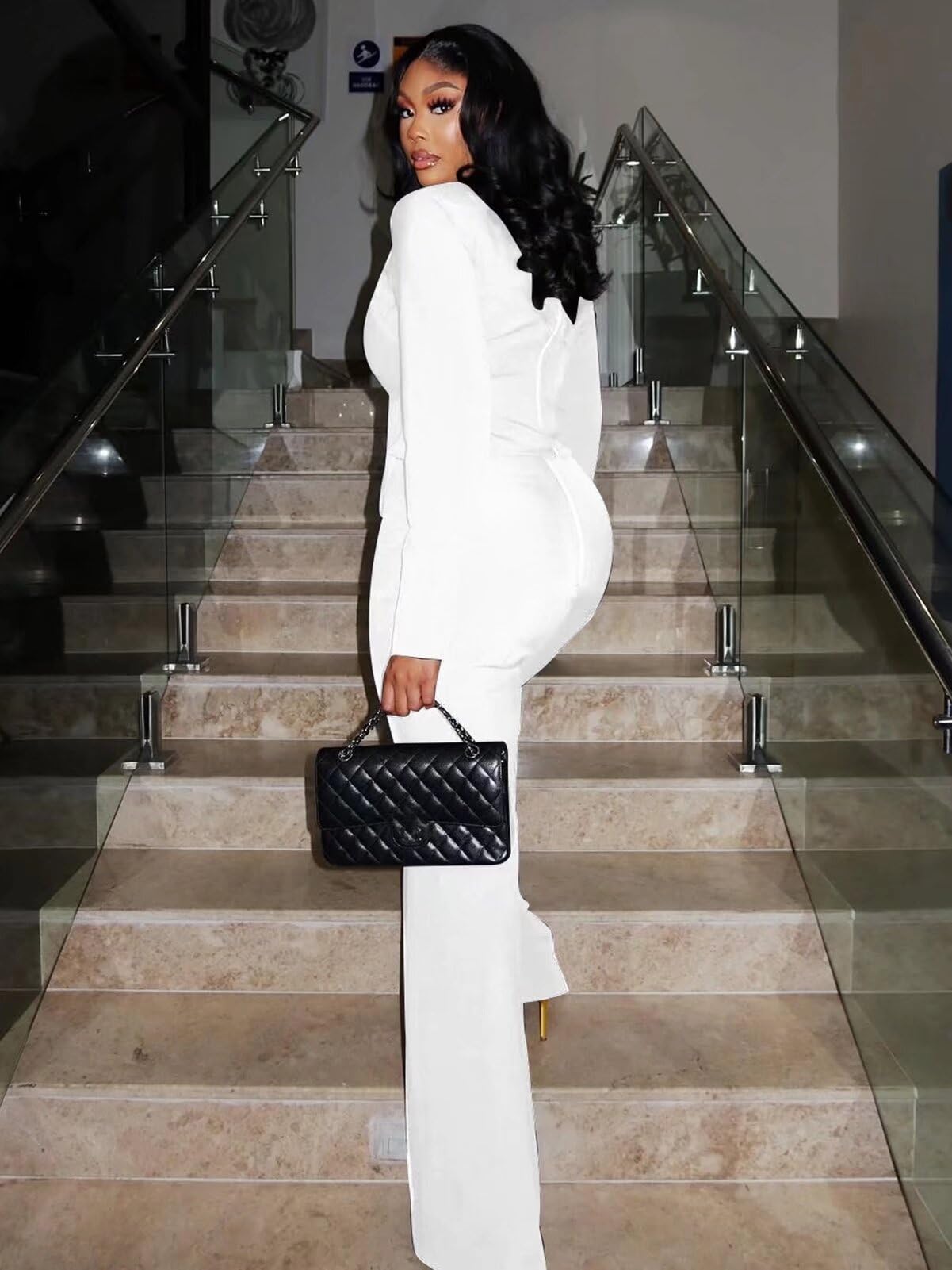 Two Piece Flare Long Sleeve Top Pants Suit