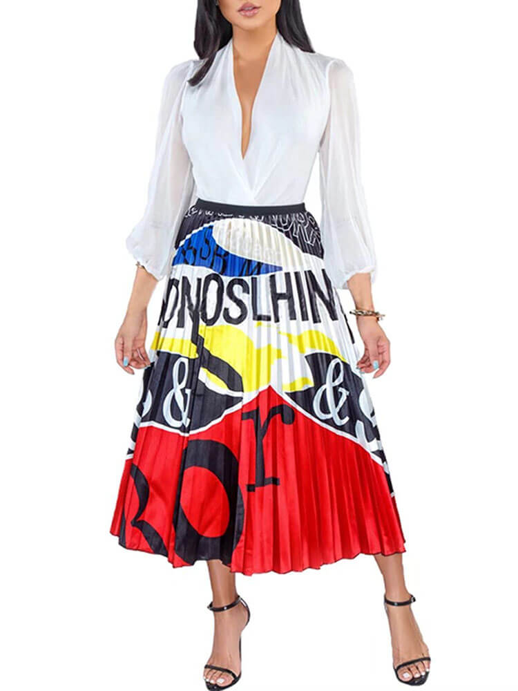 Cartoon Printed High Waist  Midi Skirts
