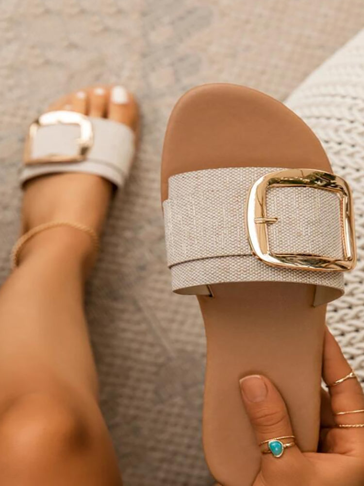 Square Buckle Design Flat Slide