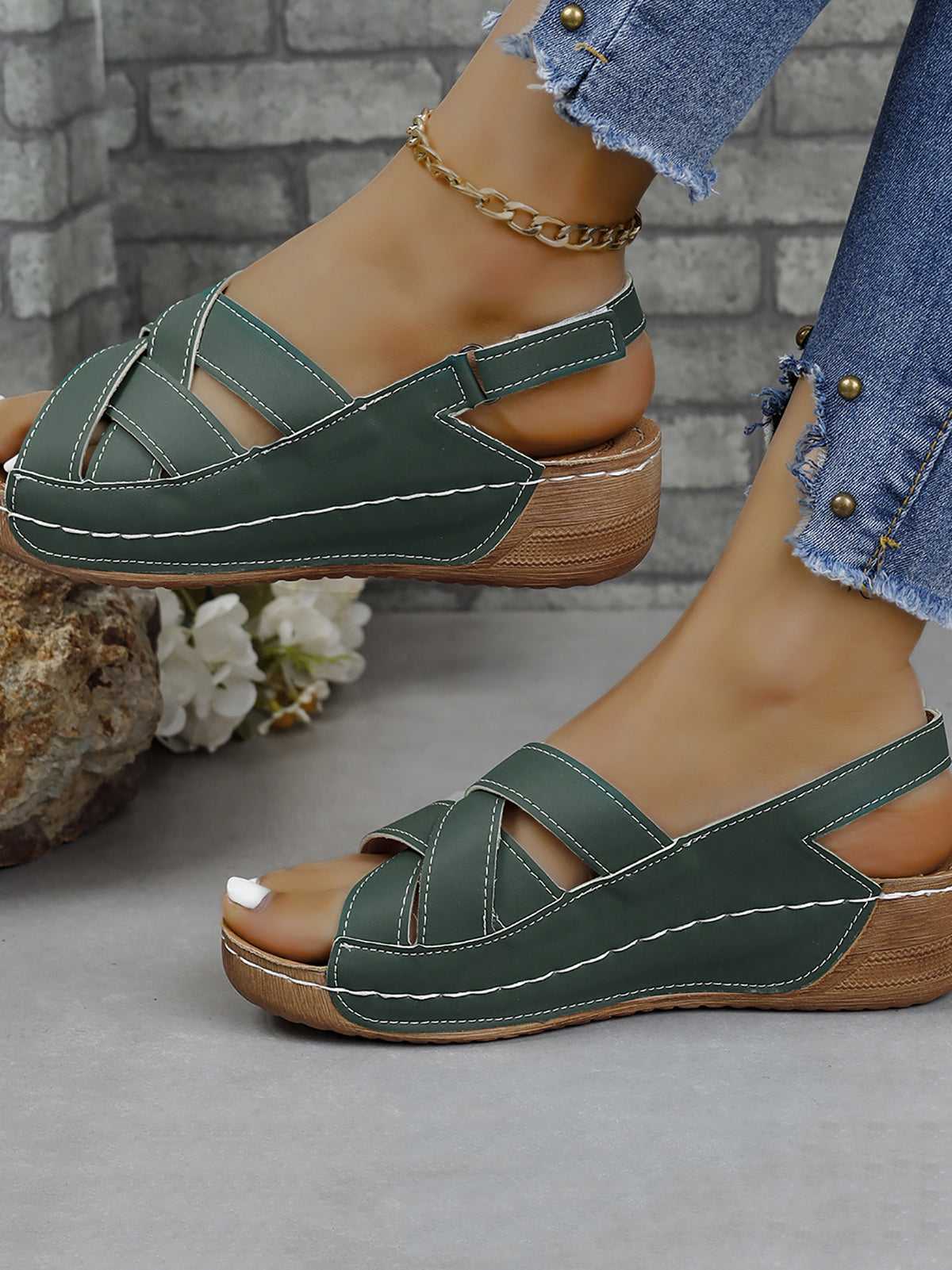 Hollow Out Wedge Heel Sandal