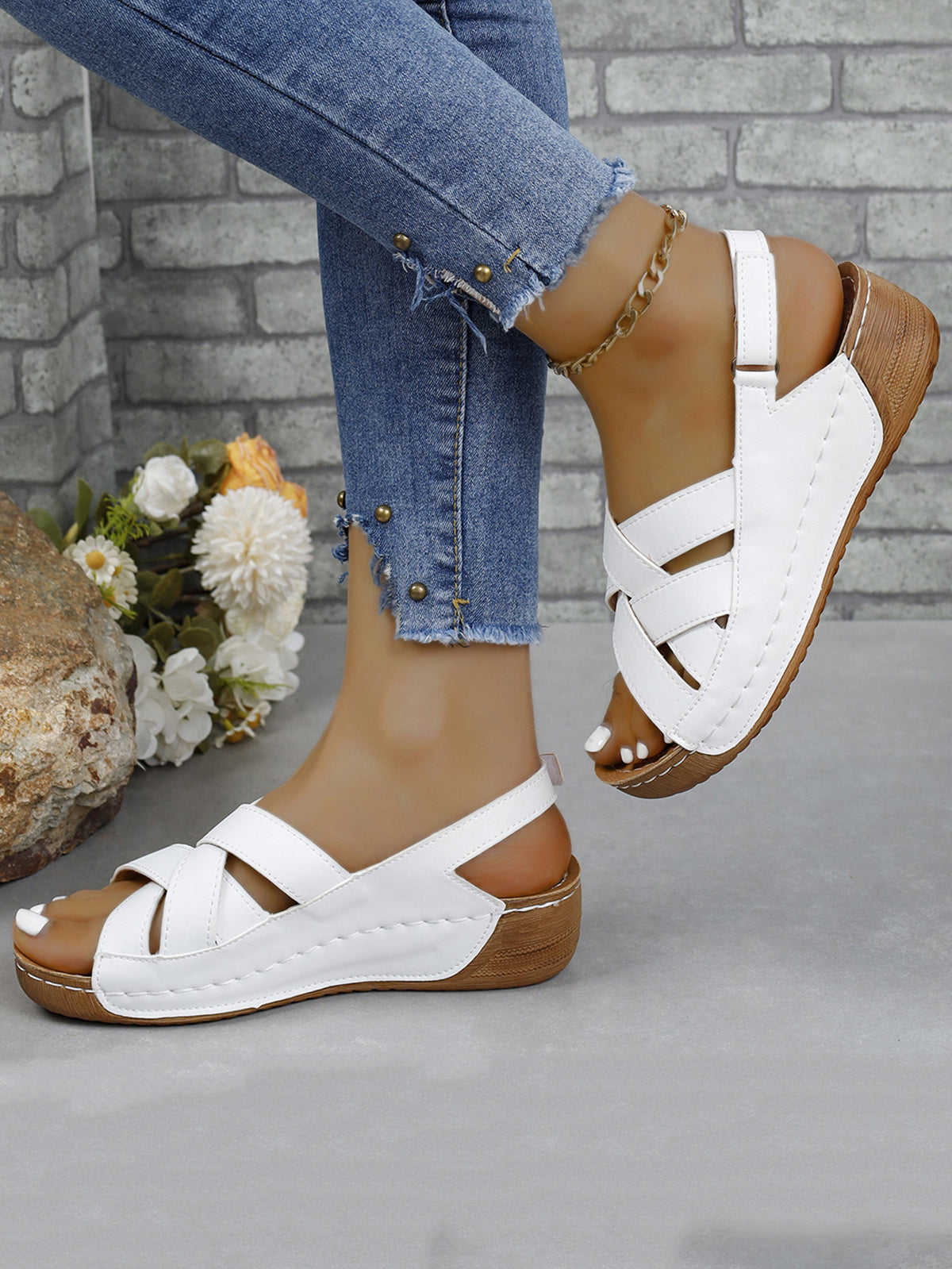 Hollow Out Wedge Heel Sandal
