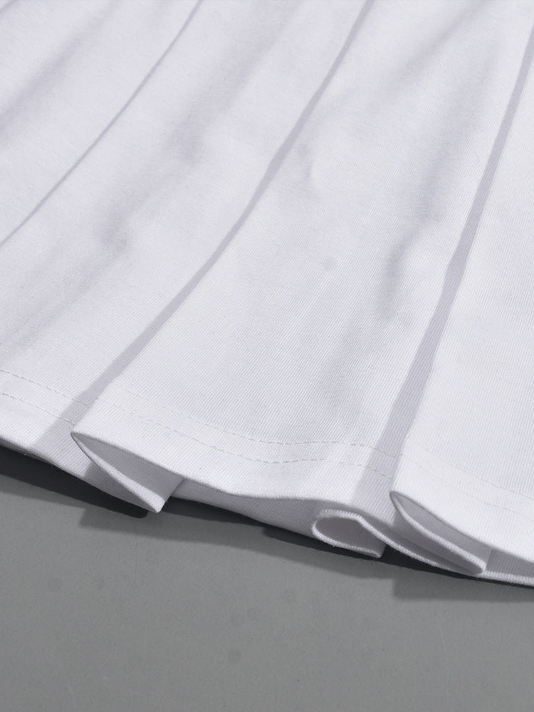 Two-Piece Cross Print Loose Crop Top and Pleated Skirt Set