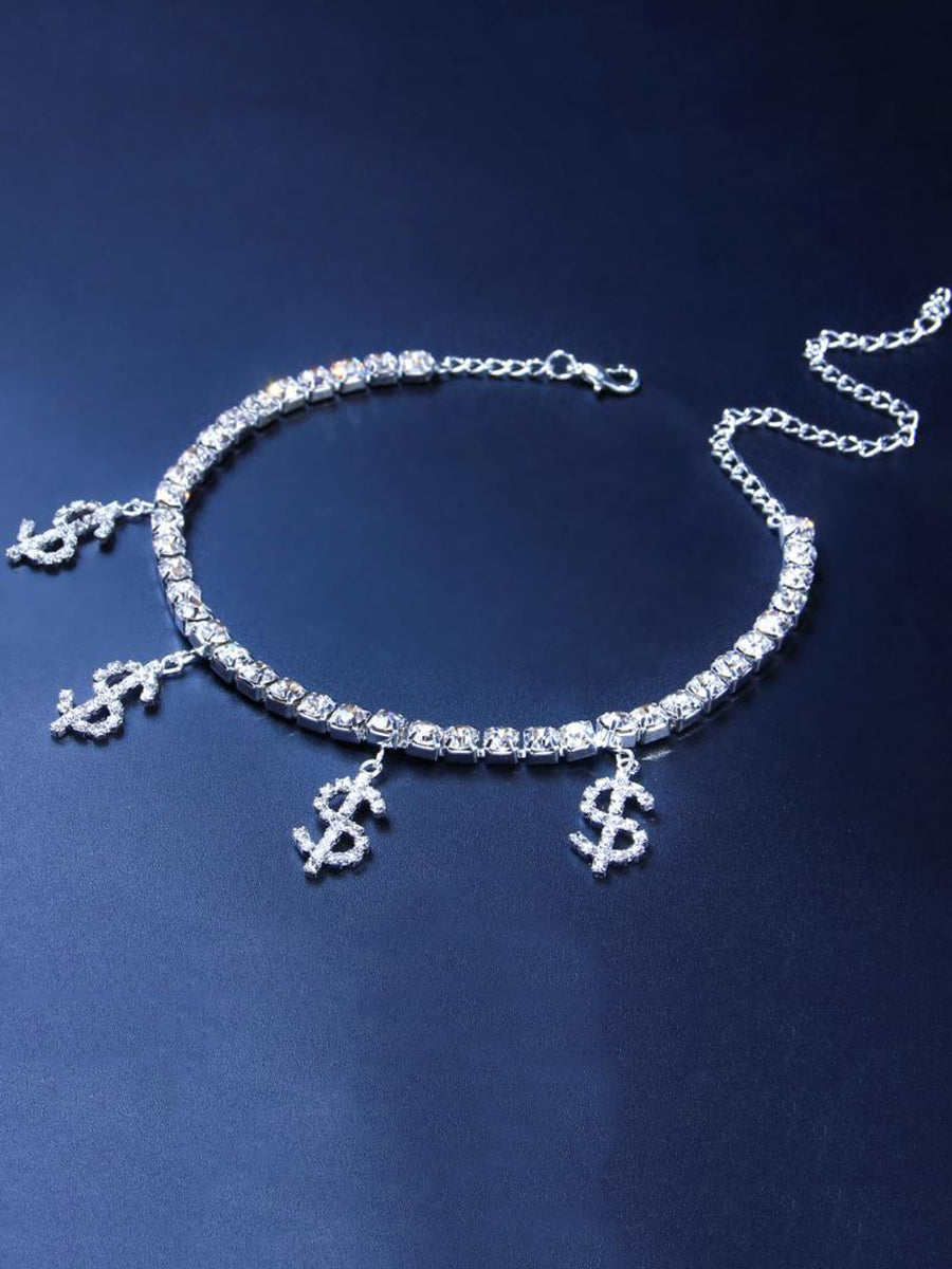 Dollar Sign Rhinestone Anklet