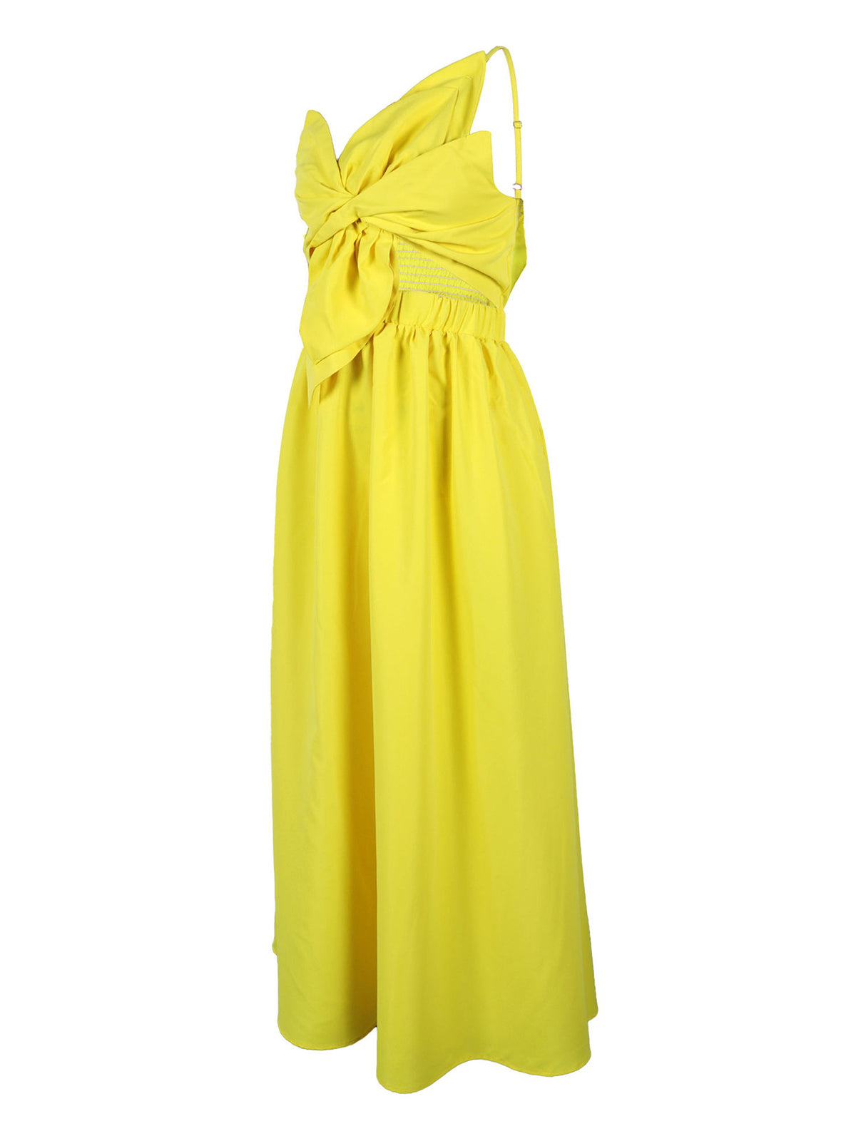 One-Shoulder Ruched Petal Cutout Dress