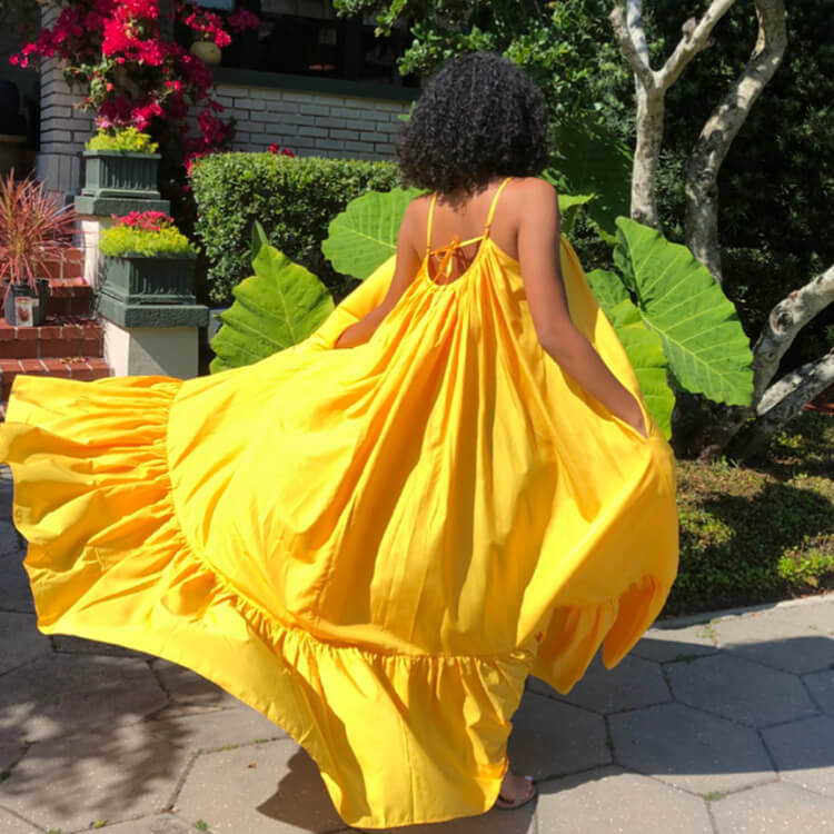 Plus Size Spaghetti Strap Ruffle Beach Maxi Swing Dress