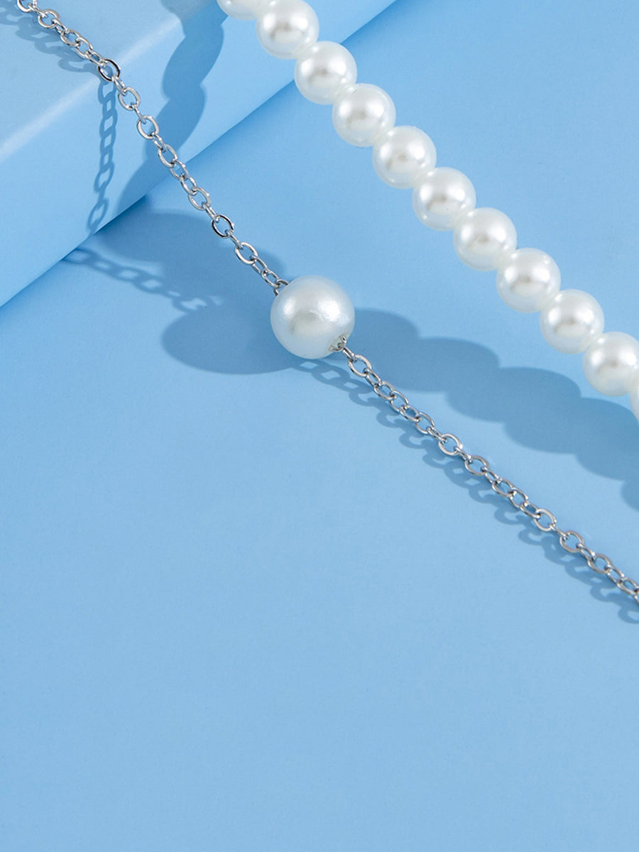 Double-Layered Pearl Anklet Set
