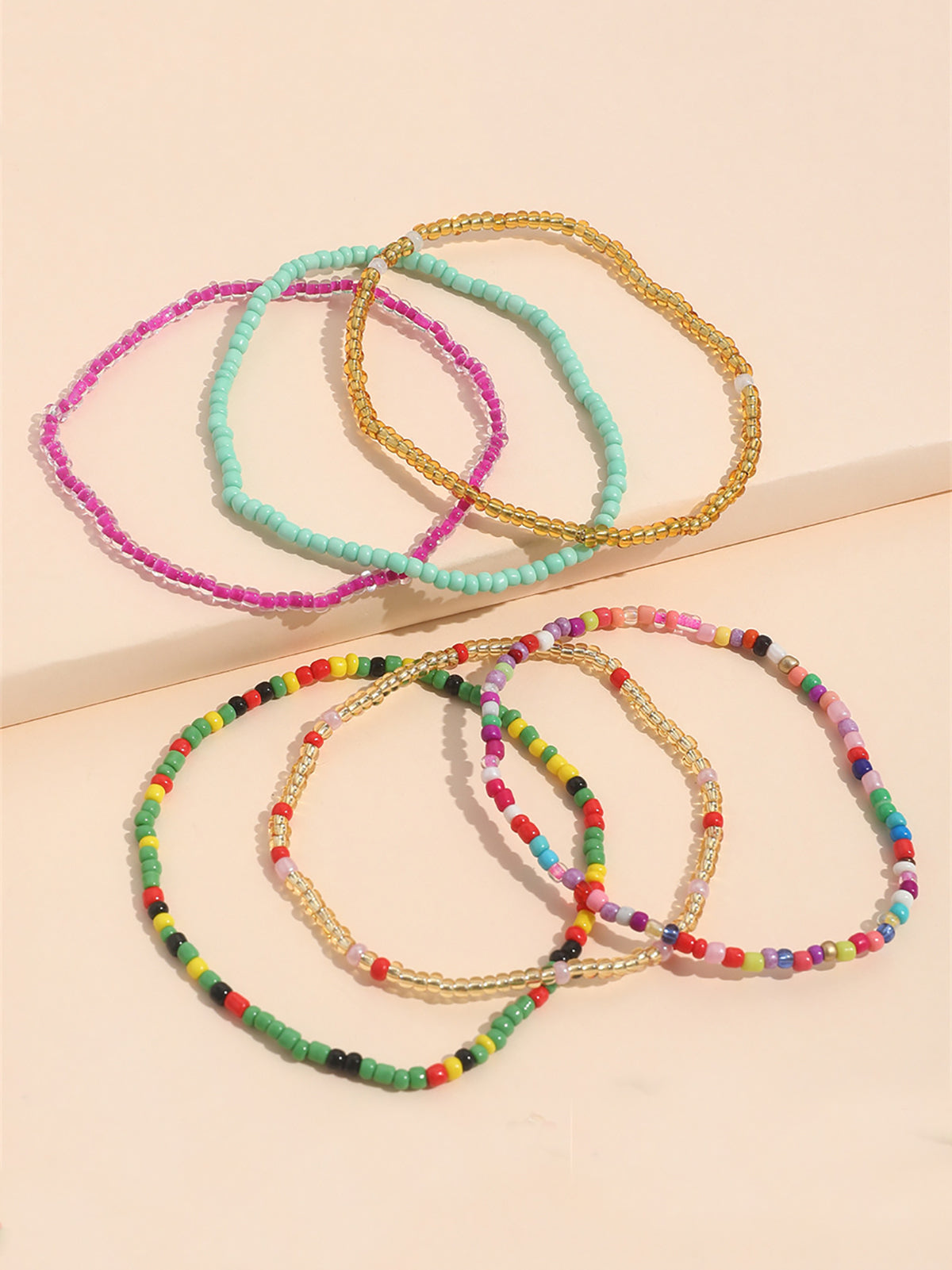 Colorful Beaded Beach Anklet Set