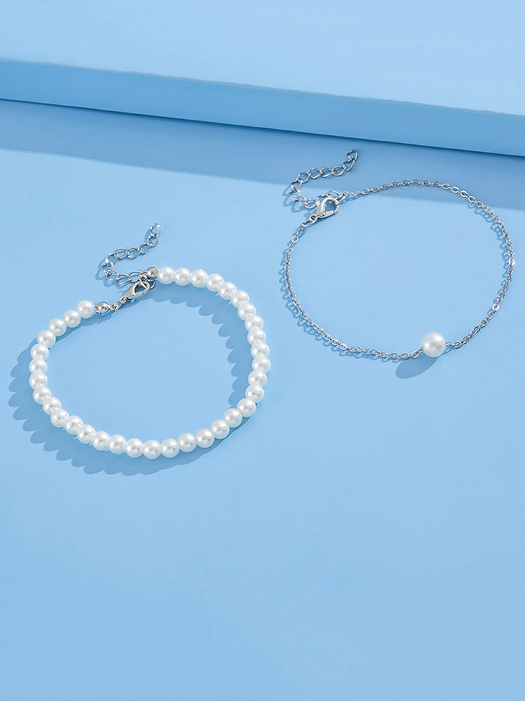 Double-Layered Pearl Anklet Set