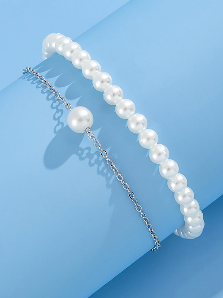 Double-Layered Pearl Anklet Set