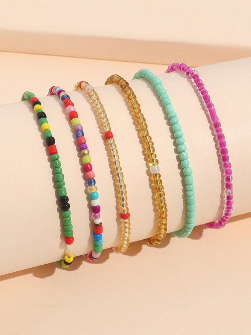 Ensemble de bracelets de cheville de plage à perles colorées 