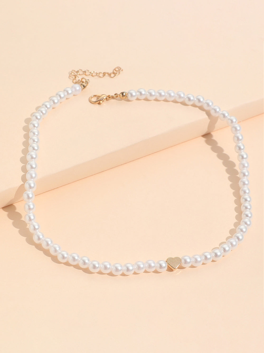 Pearl Heart Pendant Collar Necklace