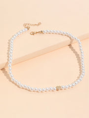 Pearl Heart Pendant Collar Necklace