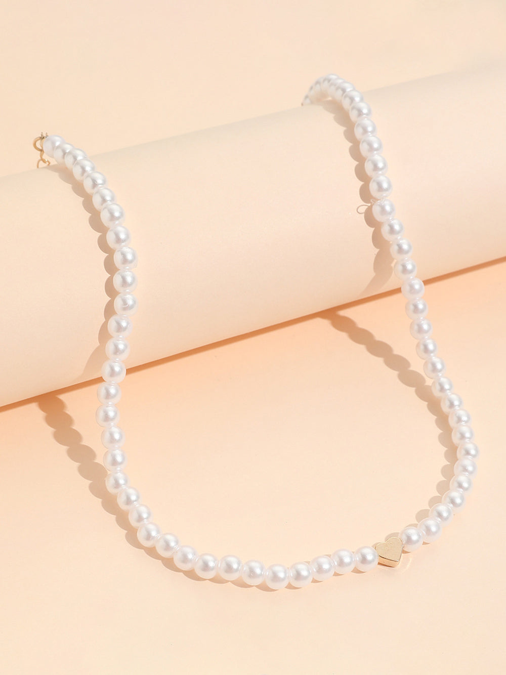 Pearl Heart Pendant Collar Necklace