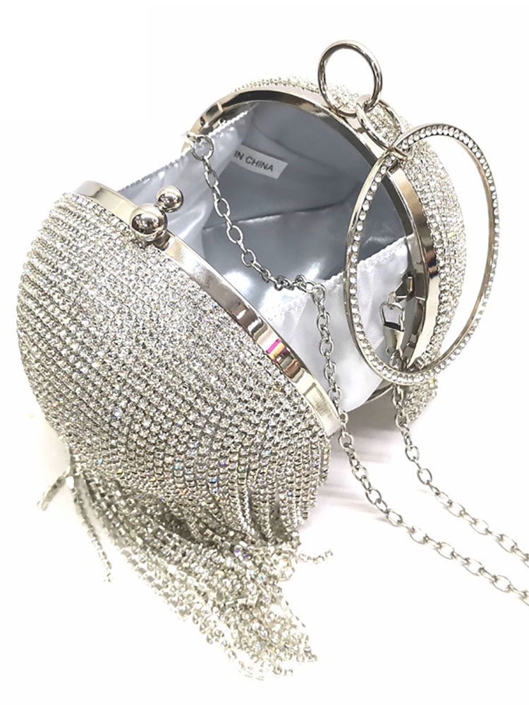 Rhinestone Tassel Clutch Handbag