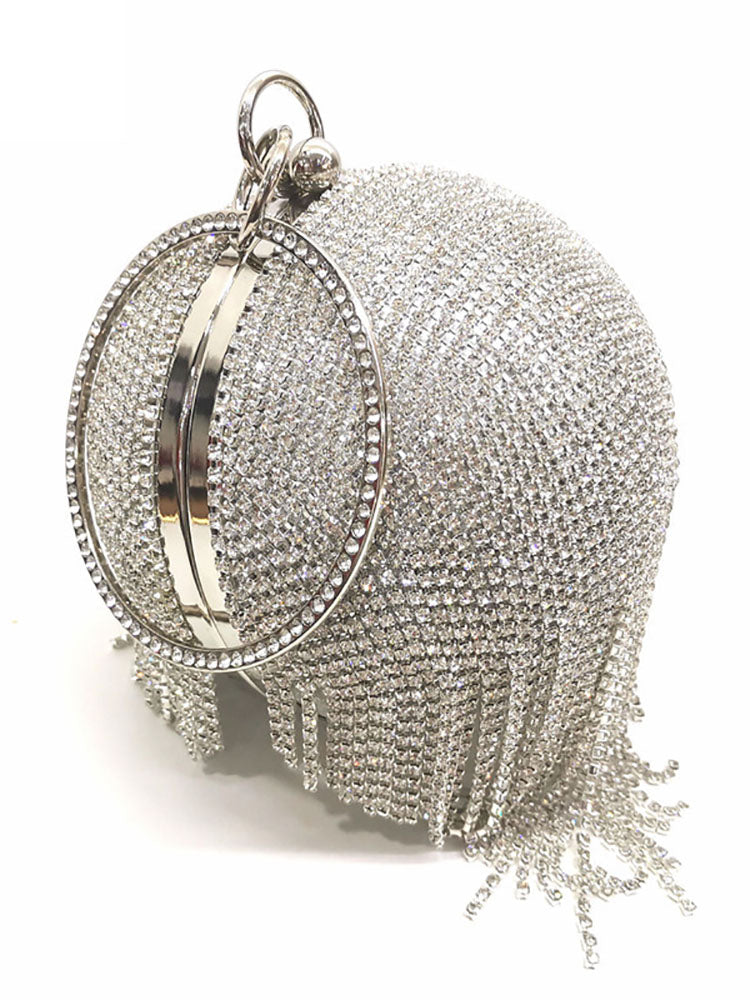Rhinestone Tassel Clutch Handbag