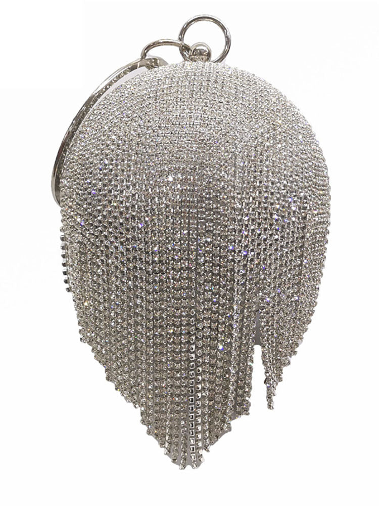 Rhinestone Tassel Clutch Handbag