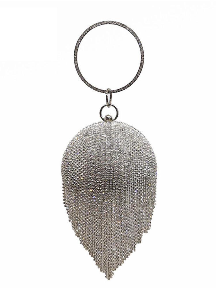 Rhinestone Tassel Clutch Handbag