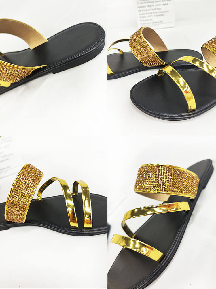 Rhinestone Patchwork Glitter Slide