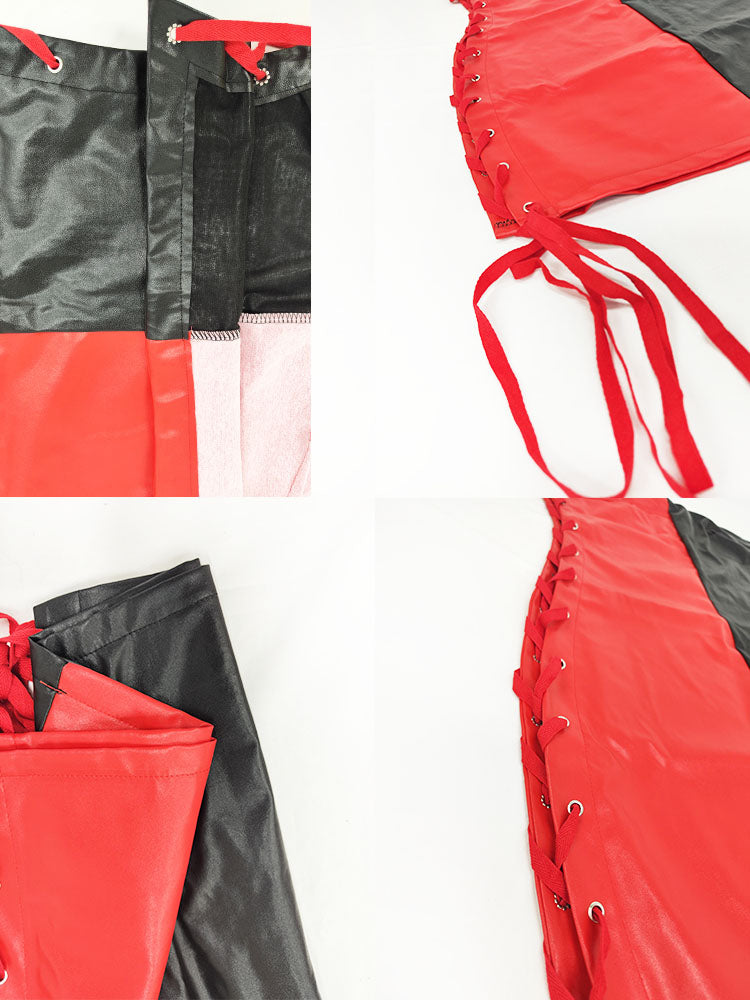 Leather Off Shoulder Tie Mini Dress