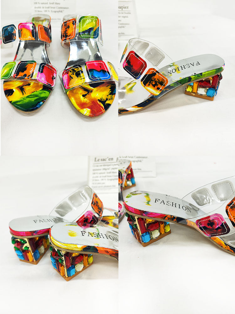 Colorful Applique Chunky Slide