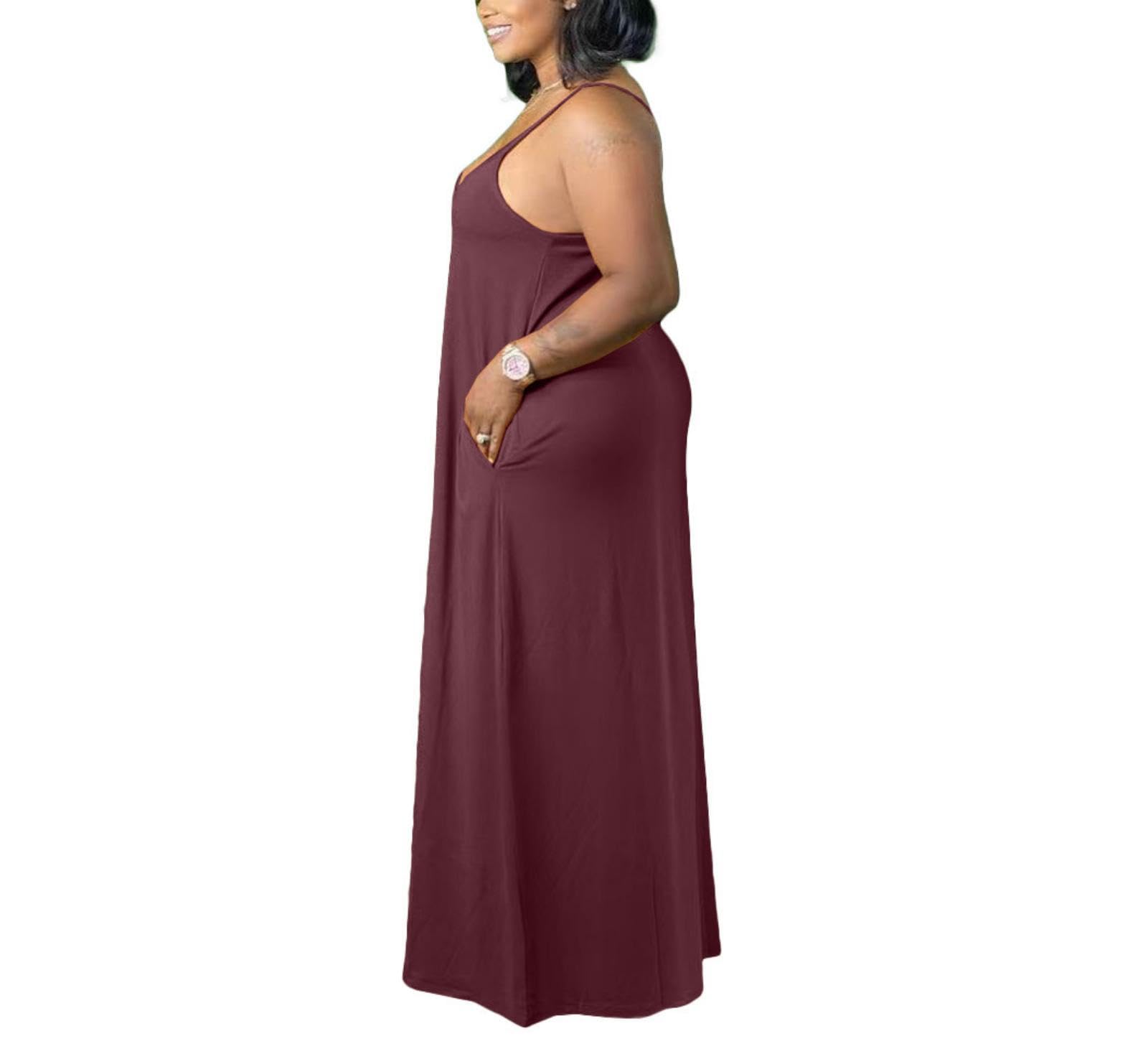 Plus Size Strap Maxi Dress With Pockets