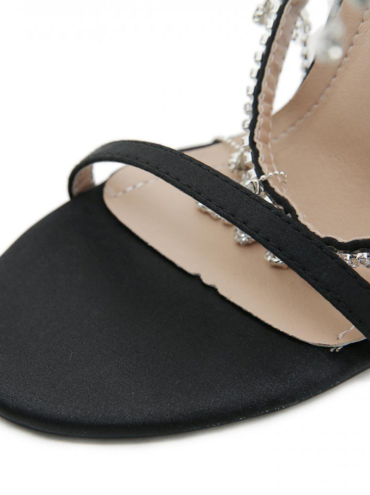 Rhinestone Fringe Ankle-Wrap Stiletto Heels