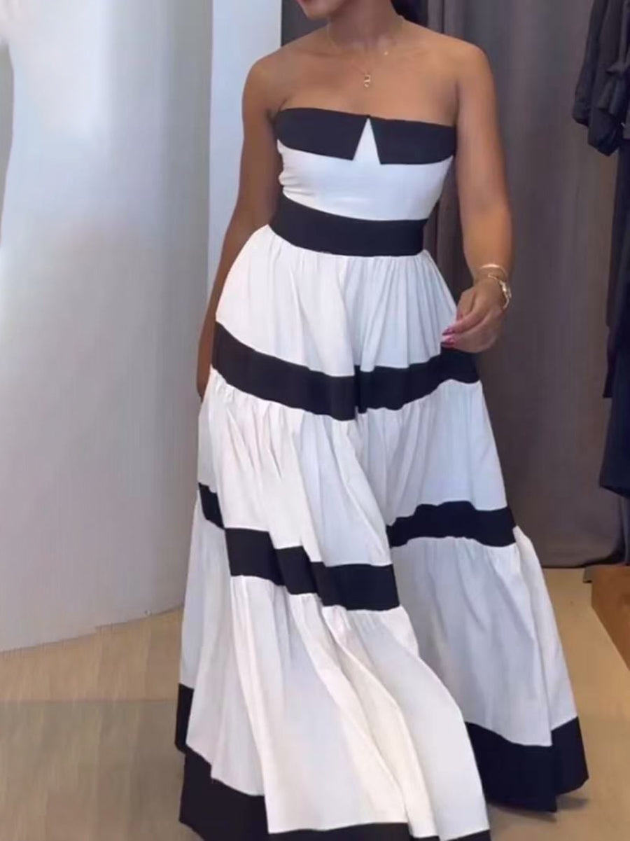 Strapless Bow Tie Maxi Dress