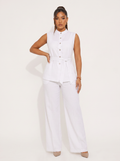 Sleeveless Shirt  Flare Pants Set