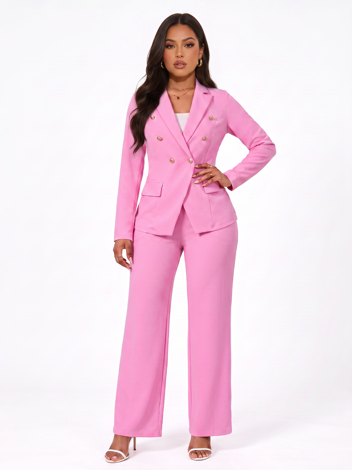 Double Breasted Lapel Blazer Pants Set