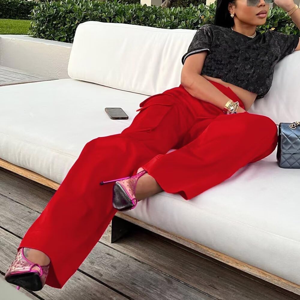 High Wasited Wide Leg Pants with Pockets