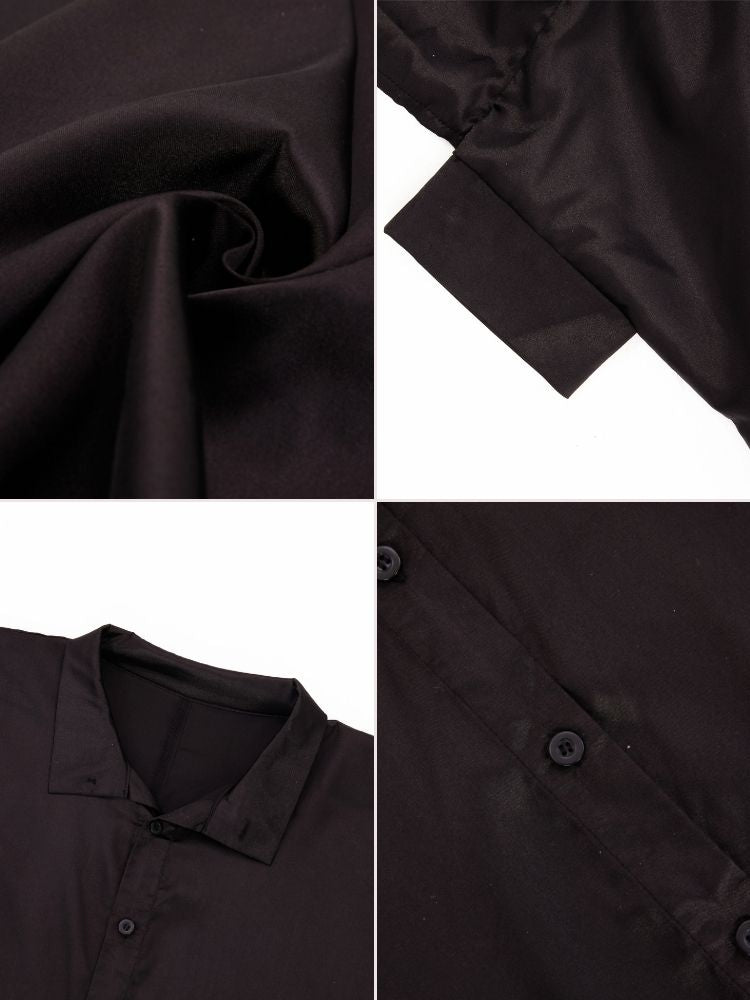 Irregular Loose Batwing Sleeve Silky Button-Up Blouse