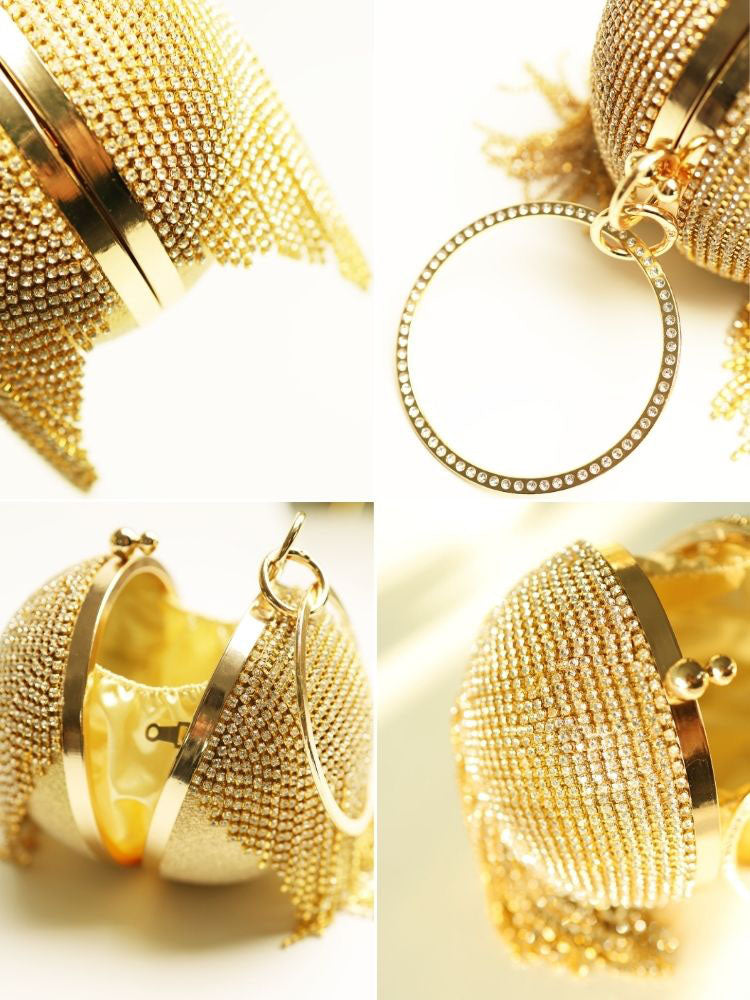 Rhinestone Tassel Clutch Handbag