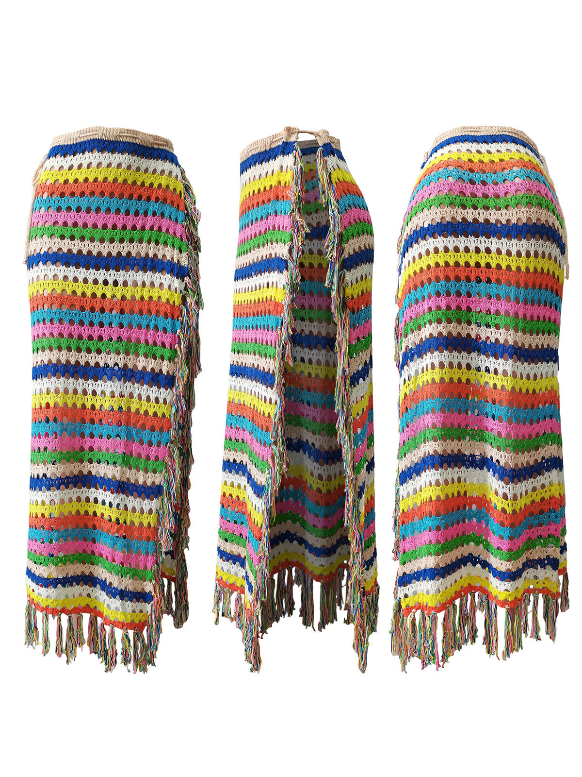Tassel Slit Coverup Knit See Maxi Skirts
