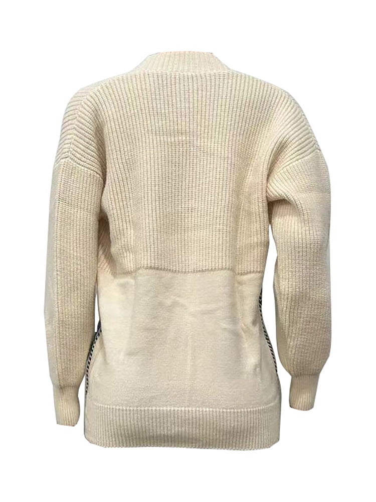 Patchwork Denim Pocket Oversized Cardigan