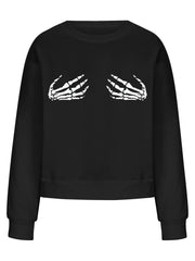 Halloween Skeleton Paw Print Oversized Sweatshirt