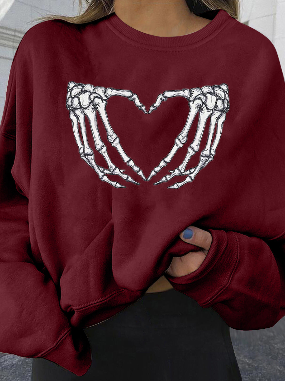 Halloween Skeleton Paw Print Oversized Sweatshirt