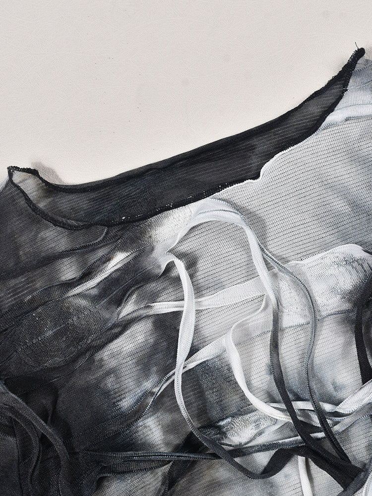 Halloween Tie-Dye Knit Long Sleeve Backless Dress