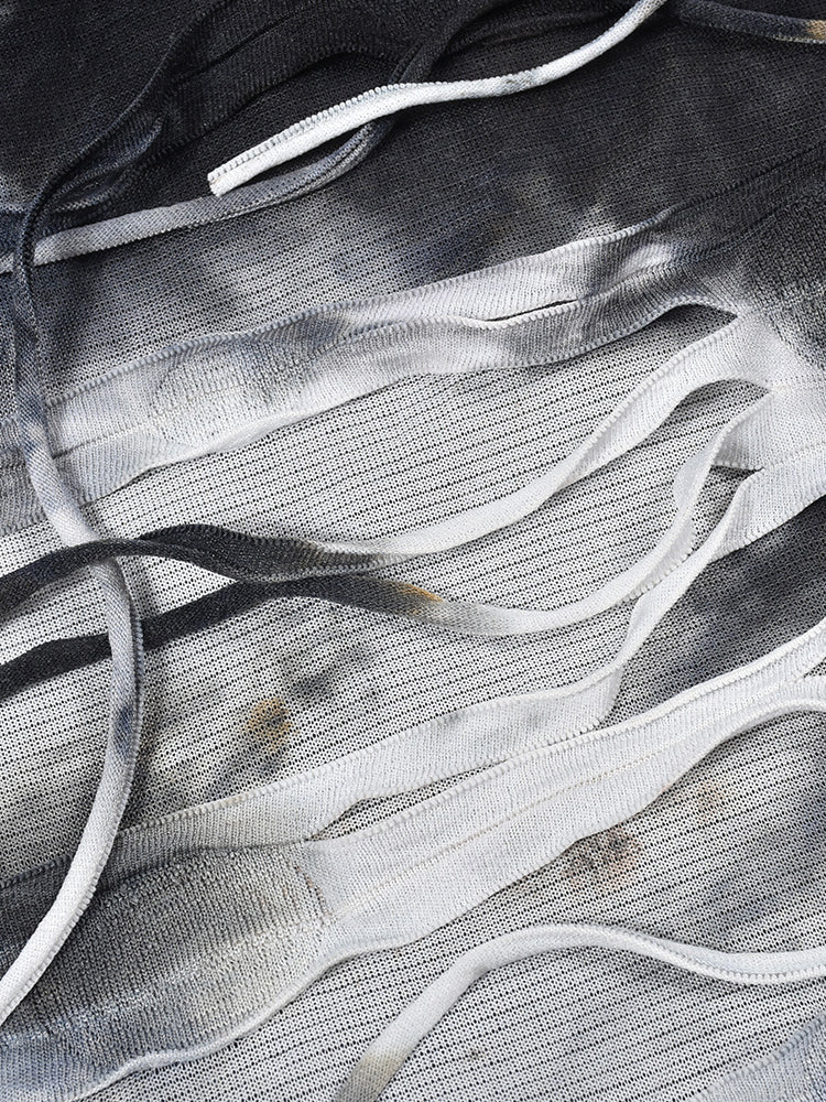 Halloween Tie-Dye Knit Long Sleeve Backless Dress