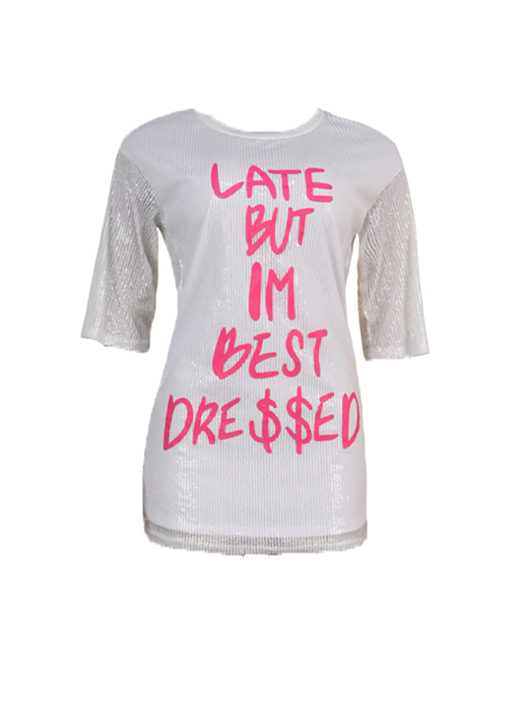 Sequin Letter Print Mini Dress