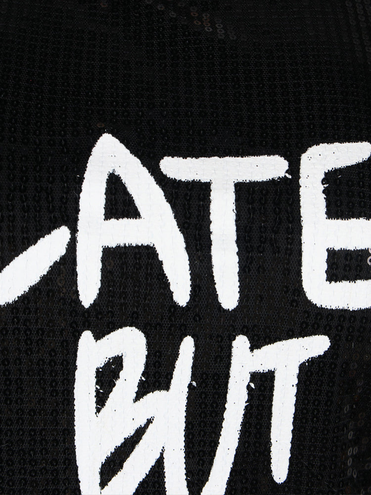 Sequin Letter Print Mini Dress