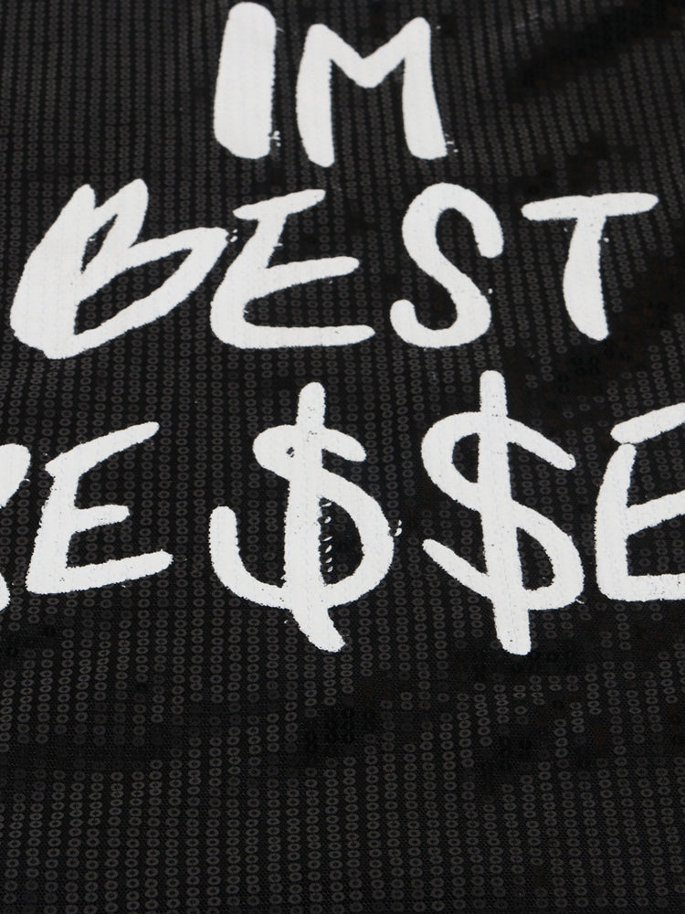 Sequin Letter Print Mini Dress