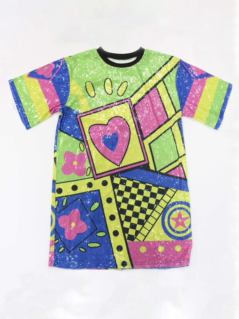 Short Sleeves Sequins Mini Dress