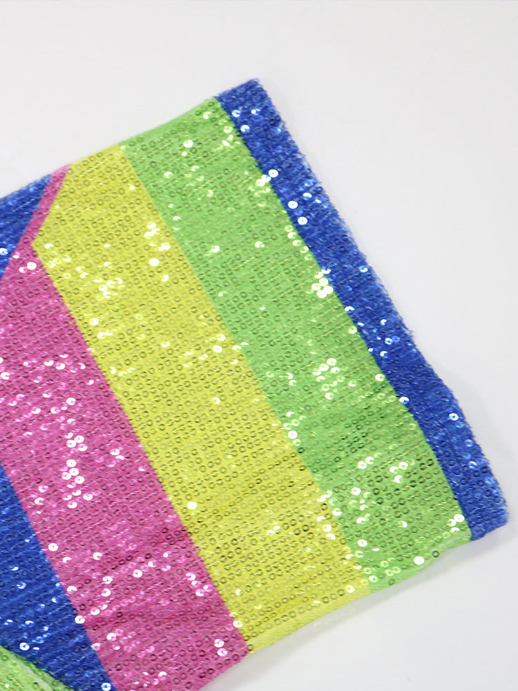 Short Sleeves Sequins Mini Dress