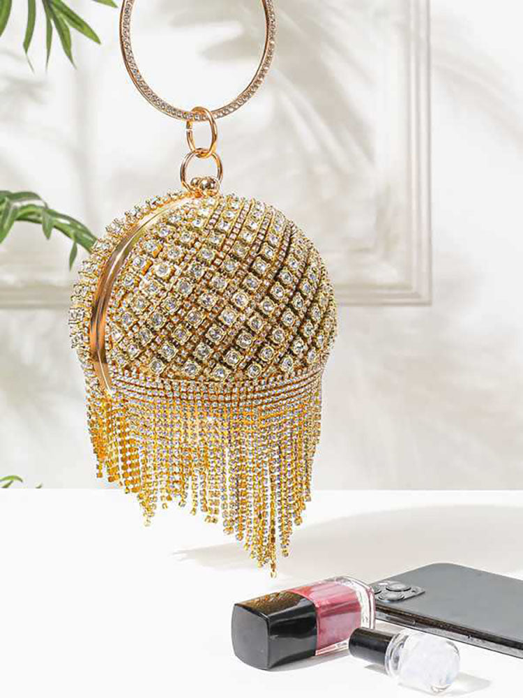 Rhinestone Tassels Ball Handbags