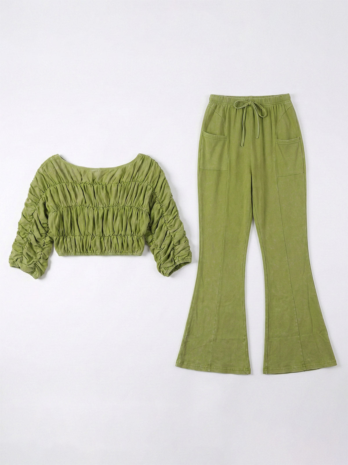 Hosen-Set mit Farbblock-Rüschen