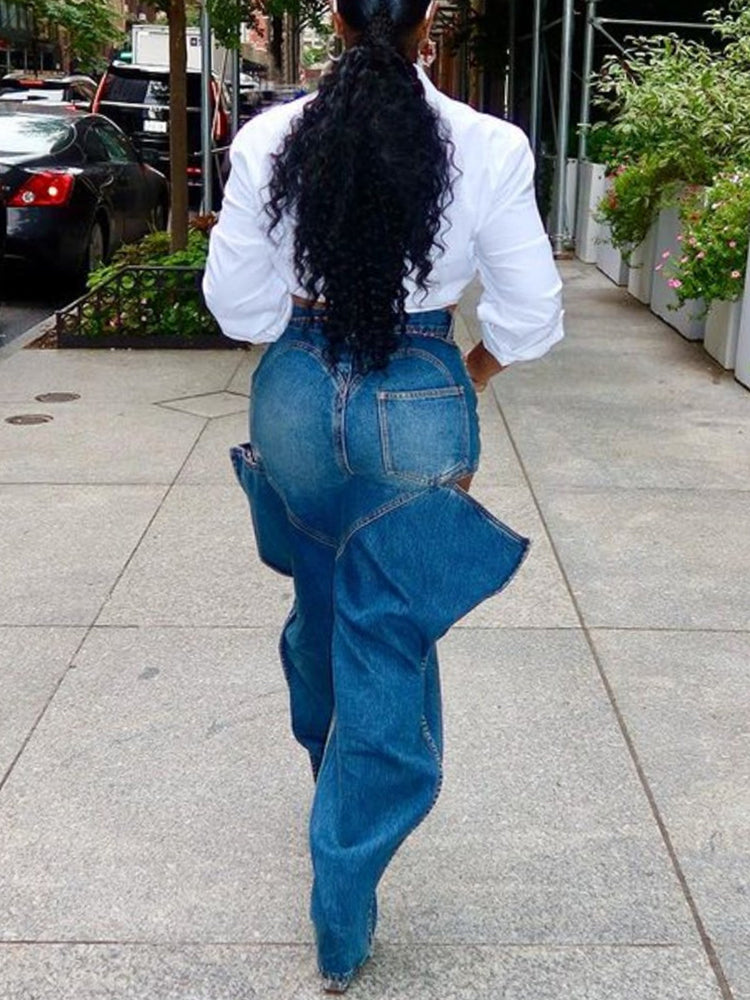 Hole Distressed Elastic Denim Jeans