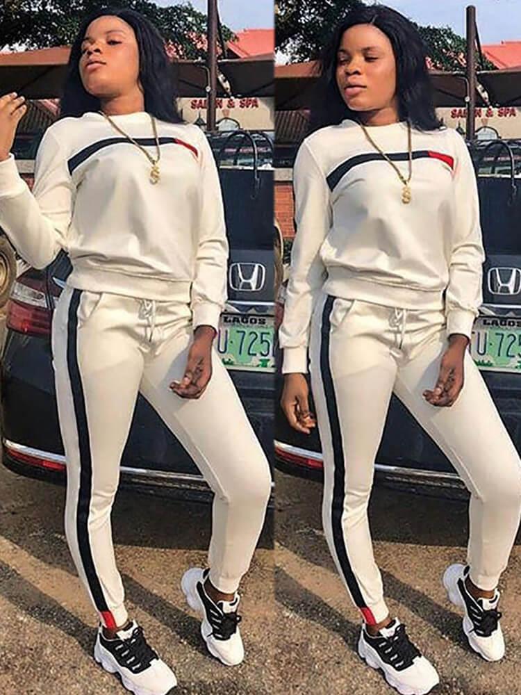 Two Piece Sweatshirt Bodycon Pants Set Sweatsuits