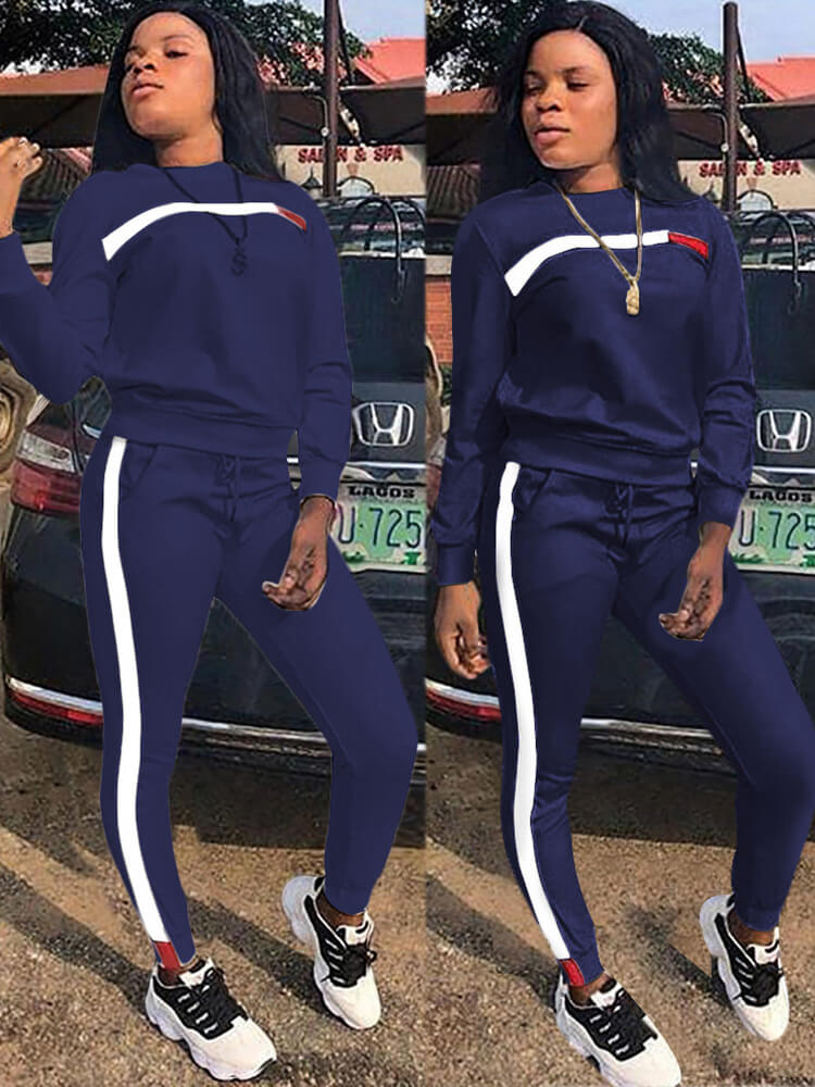 Two Piece Sweatshirt Bodycon Pants Set Sweatsuits